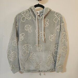 Planet Heart Juniors' XS Sage Green Mushroom Embossed Plush Hoodie Sweatshirt